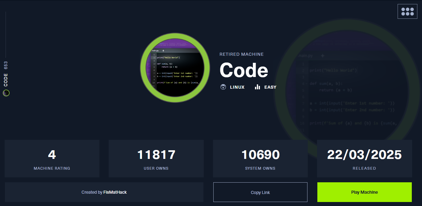 HackTheBox Code Machine