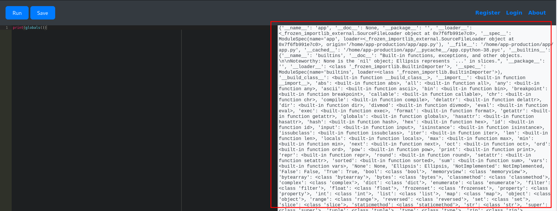 Global Variables Output