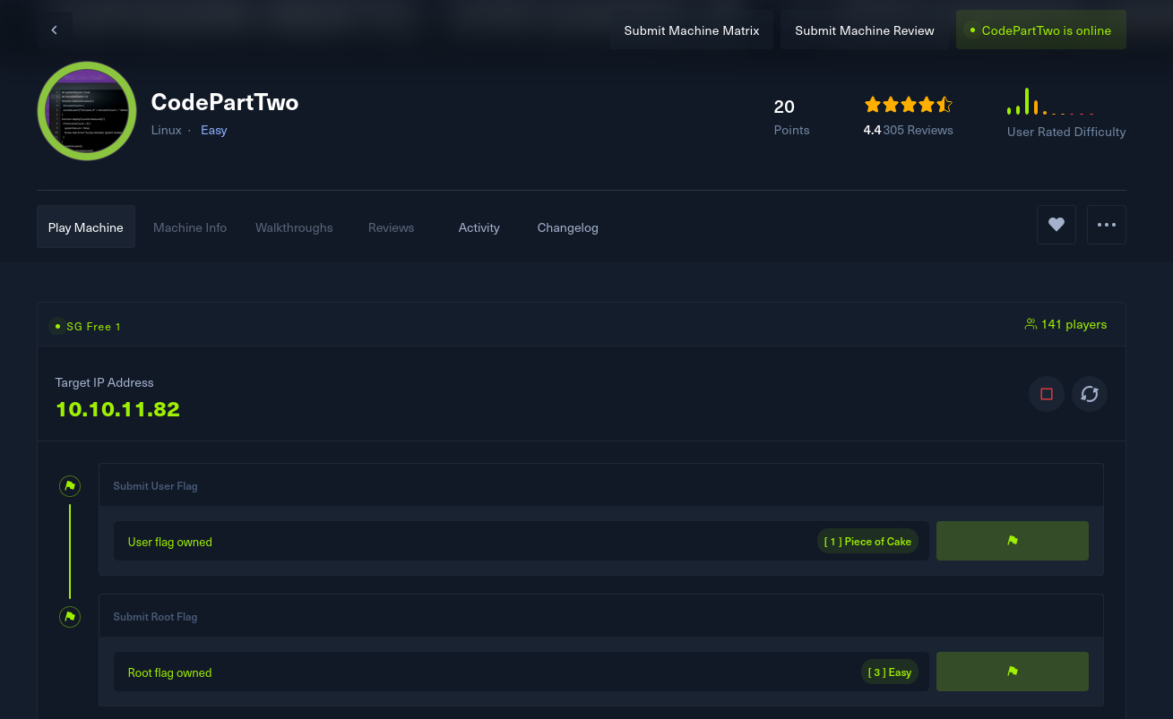 HackTheBox CodePartTwo Machine Writeup by PwnedCake